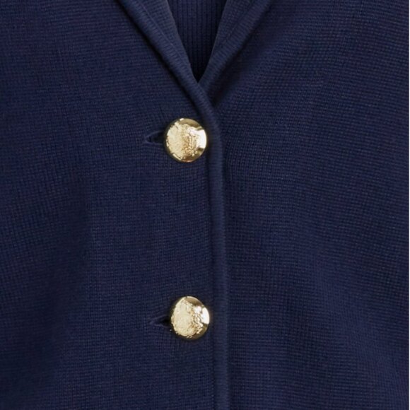 Ralph Lauren Women's Plus 1X Combed Cotton Single-Breasted Knit Blazer NAVY BLUE - Picture 5 of 6